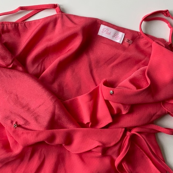 Pink Lily, coral ruffled croptop, EUC - Picture 5 of 5